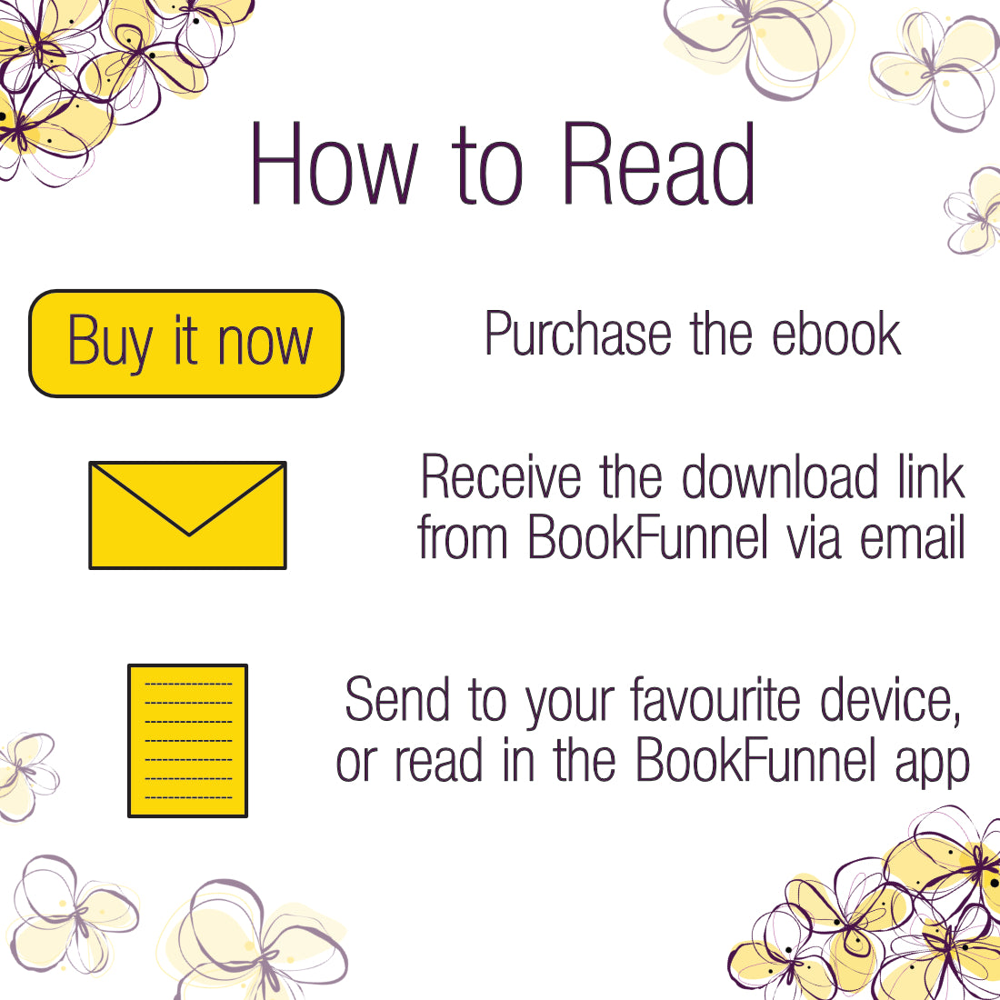 How To Read: Purchase the ebook, get the download link from Bookfunnel, send to your device.