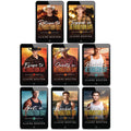 8 covers of the Retribution Bay series each with a man on the cover.